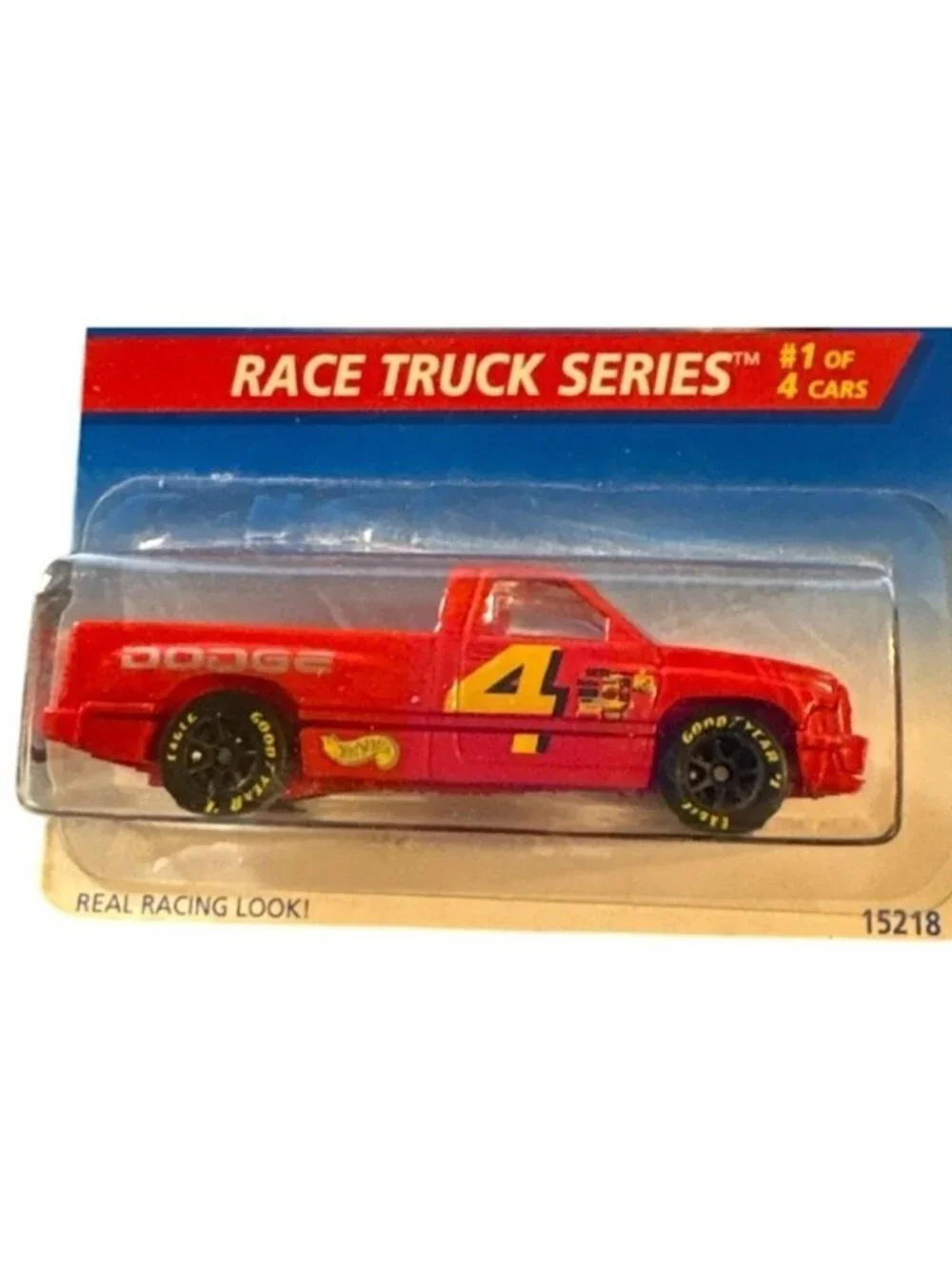 Vintage Die Cast Hot Wheels Dodge Ram 1500 Race Red Truck Series 1/4 Red 15208